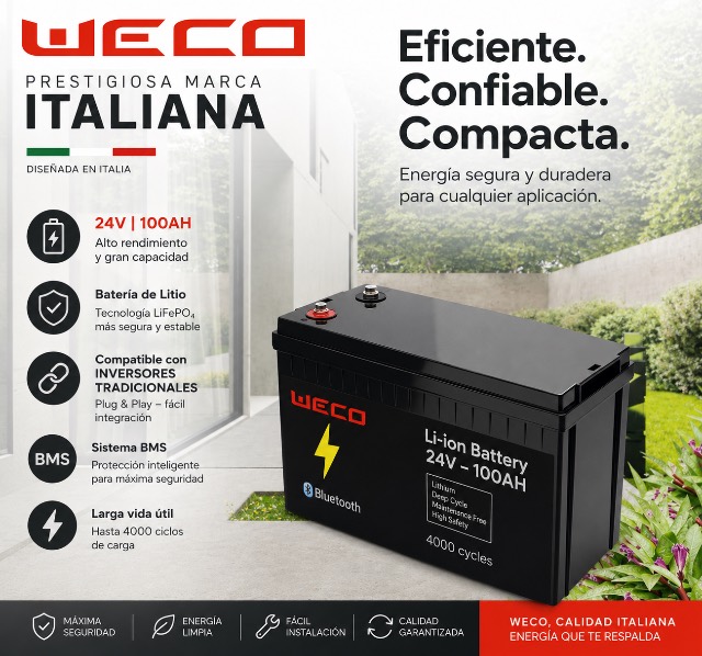 Batería de litio WECO 24V / 100Ah (2,4kWh / 1,2kW)