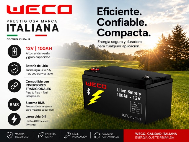 Batería de litio WECO 12V / 100Ah (1,2kWh / 0,6kW)