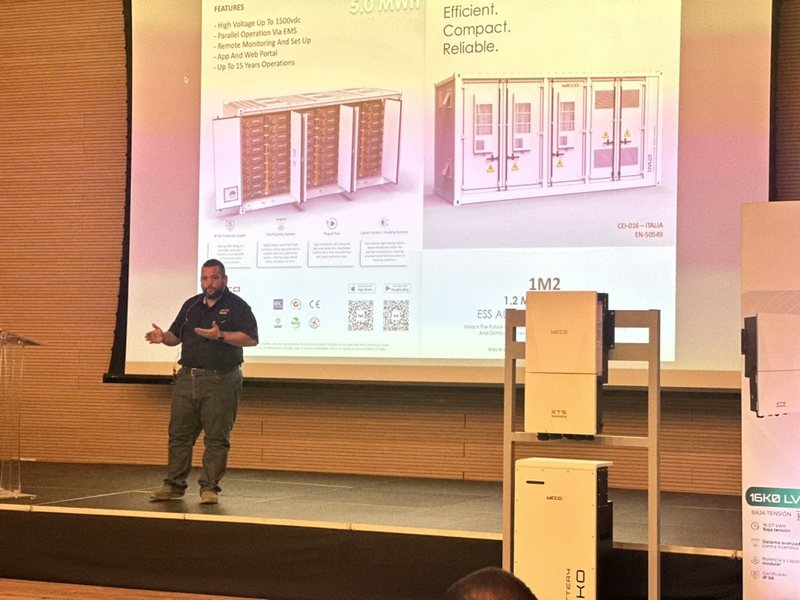 Ricardo Caro Mateo presenta la linea commerciale e industriale di WeCo al WECO Experience 2026, a Santiago de los Caballeros